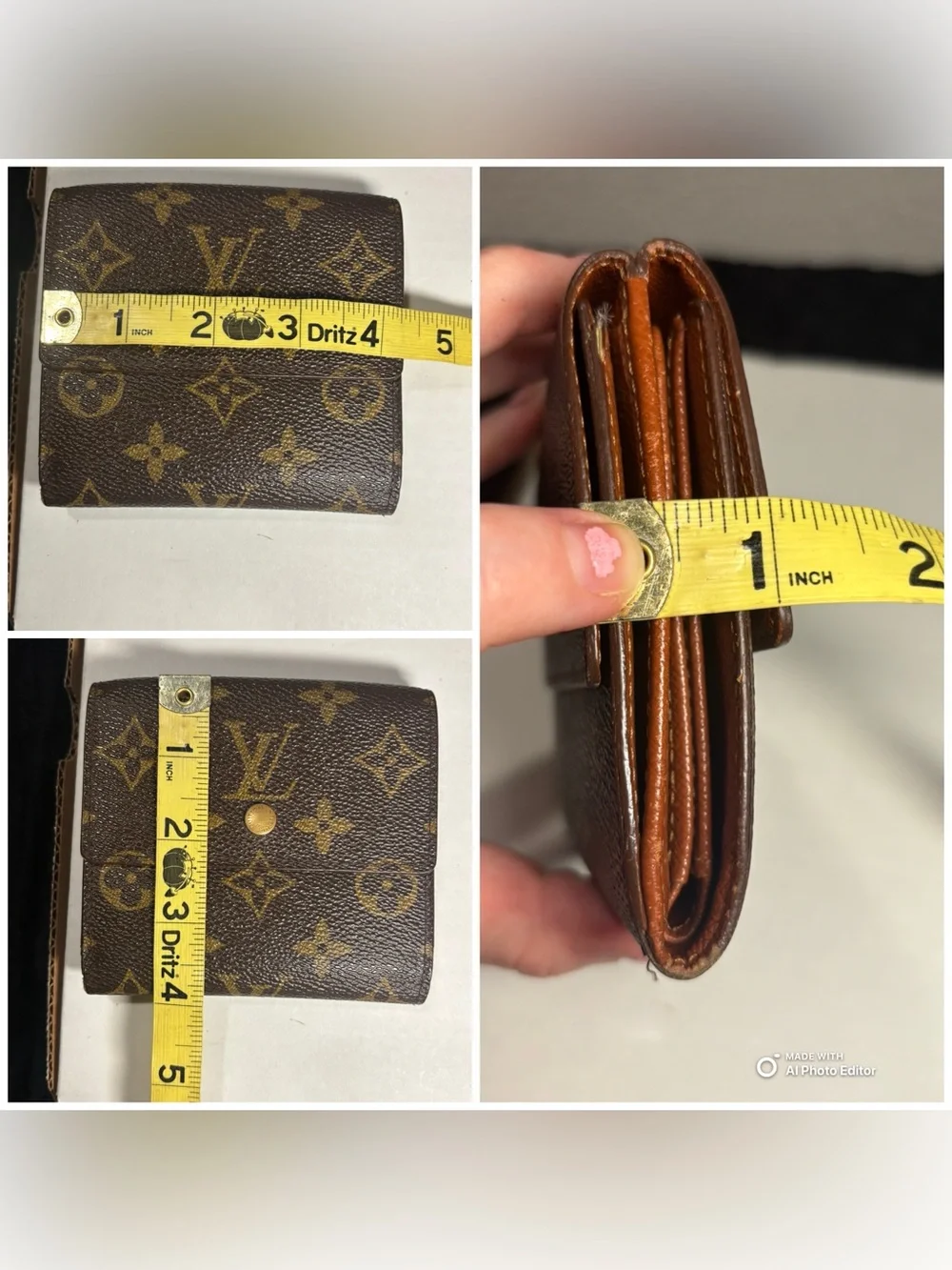 Louis Vuitton Monogram Canvas Elise Compact Wallet Portefeuille France Brown